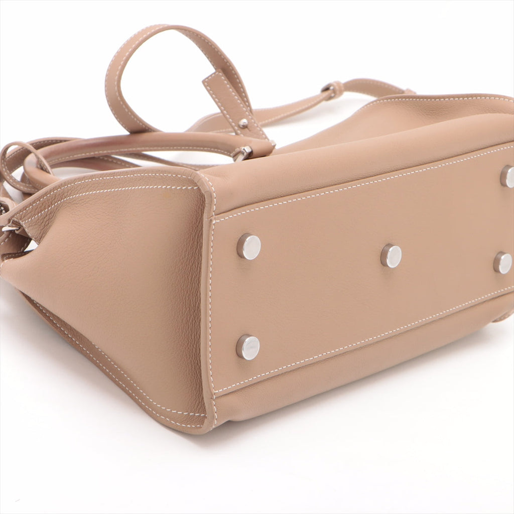 Saint Laurent Cabus Leather 2WAY Handbag Beige 424868