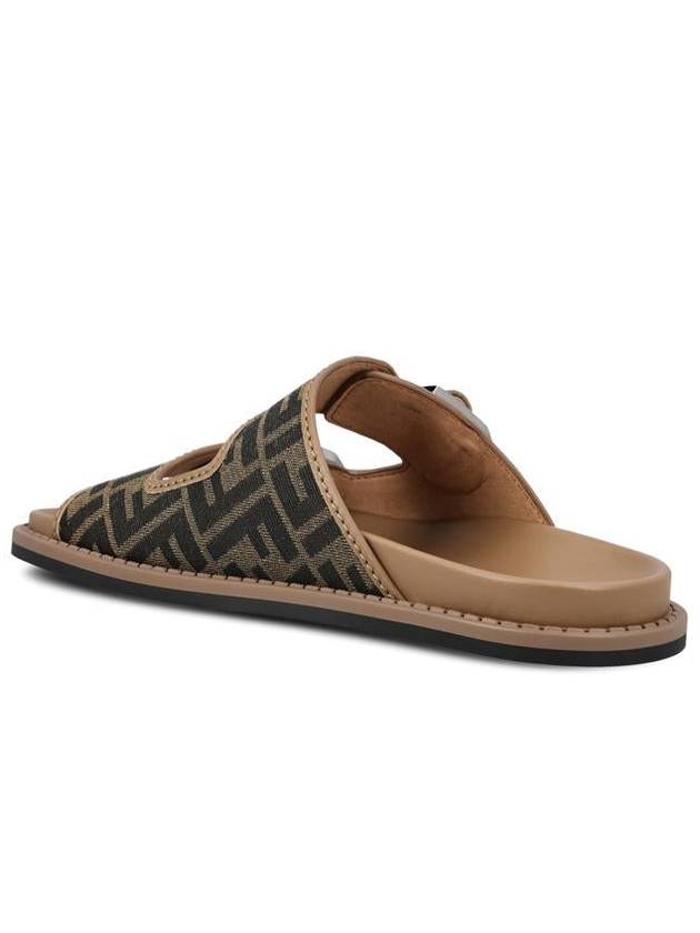 Fendi Men's Peel Jacquard Fabric Sandals Brown