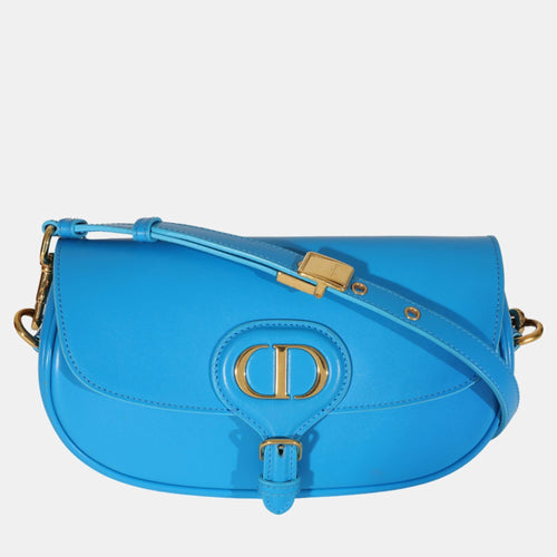 Dior Christian Blue Leather Bobby East West Horizon Shoulder Bag