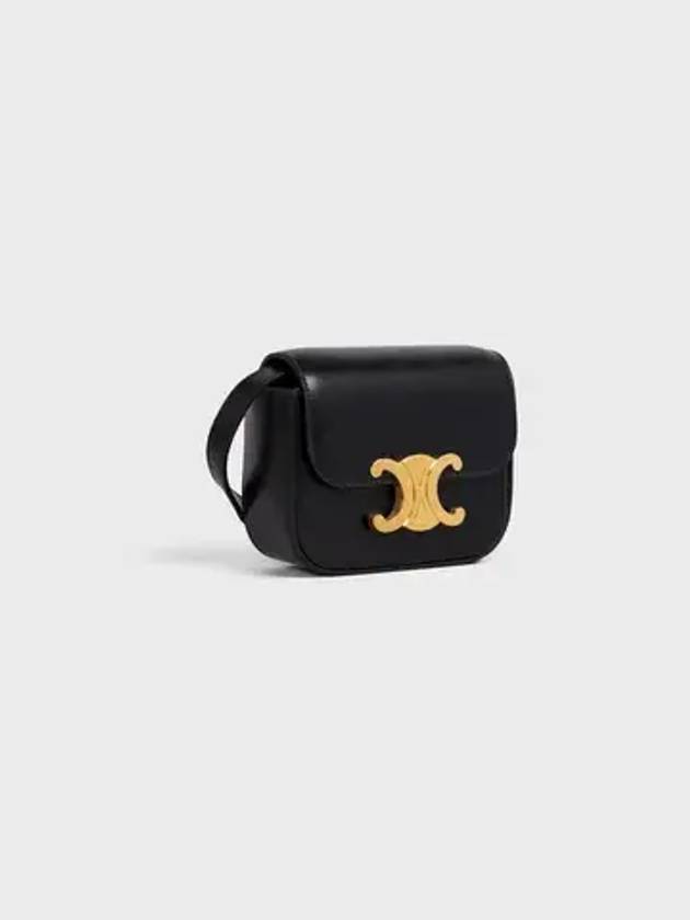CELINE Triomphe Small Shiny Calfskin Cross Bag Black