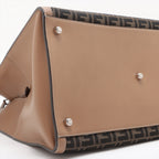 Fendi Zucca Peekaboo ICEY Forty 8 Leather Tote Bag Brown 7VA566
