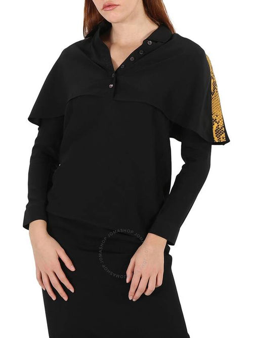 Burberry Burberry Black Cape-effect Silk Blouse With Snake Print Detail, Brand Size 34 (US Size 0)