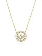 Fendi F Logo Pendant Necklace Gold