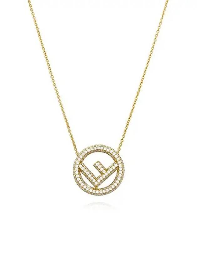 Fendi F Logo Pendant Necklace Gold