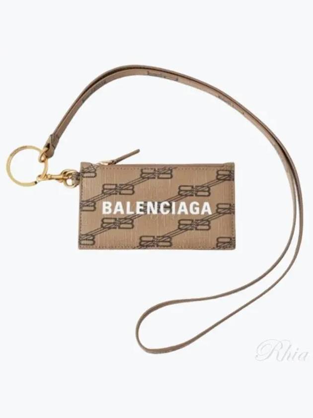 Balenciaga BB Monogram Cash Keyring Zipper Card Wallet