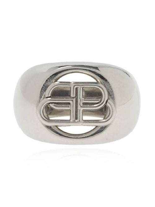 Balenciaga BB Signature Bold Ring Silver