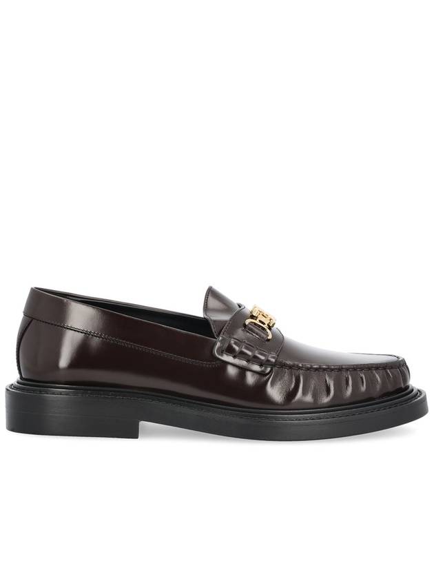 CELINE Universite Triomphe Chain Polished Bull Loafer Dark Brown
