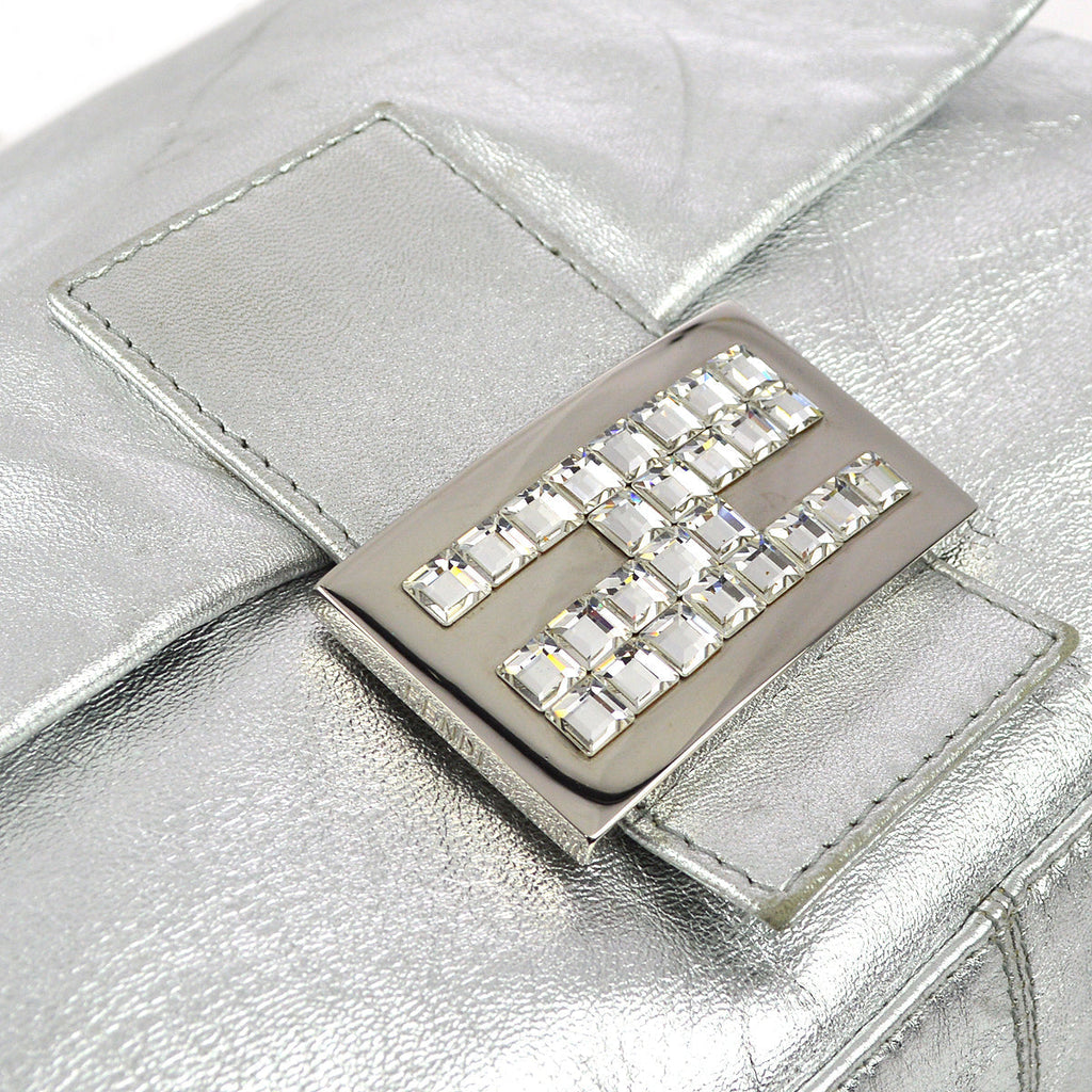 Fendi Silver Mamma Baguette Handbag