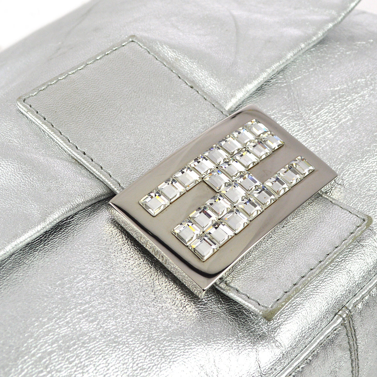 Fendi Silver Mamma Baguette Handbag