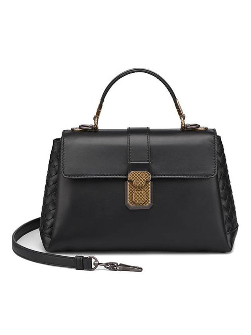 Bottega Veneta Calf Piazza Small Tote Bag Black