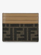 Fendi Baguette FF Jacquard Fabric Flat Card Wallet Brown