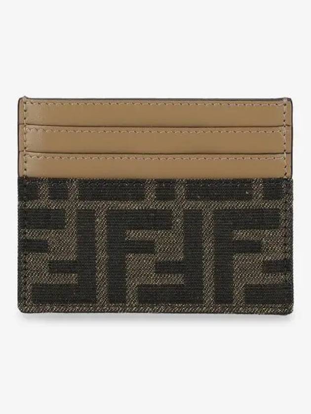 Fendi Baguette FF Jacquard Fabric Flat Card Wallet Brown