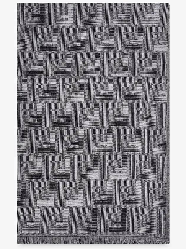 Fendi Men's All-Over Shadow Wool Silk Scarf Blue