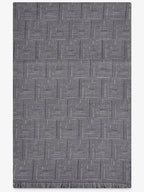 Fendi Men's All-Over Shadow Wool Silk Scarf Blue