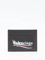 Balenciaga Logo Printing Leather Card Wallet Black