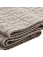 Fendi FF Jacquard Fleece Wool Cashmere Scarf Dove Grey