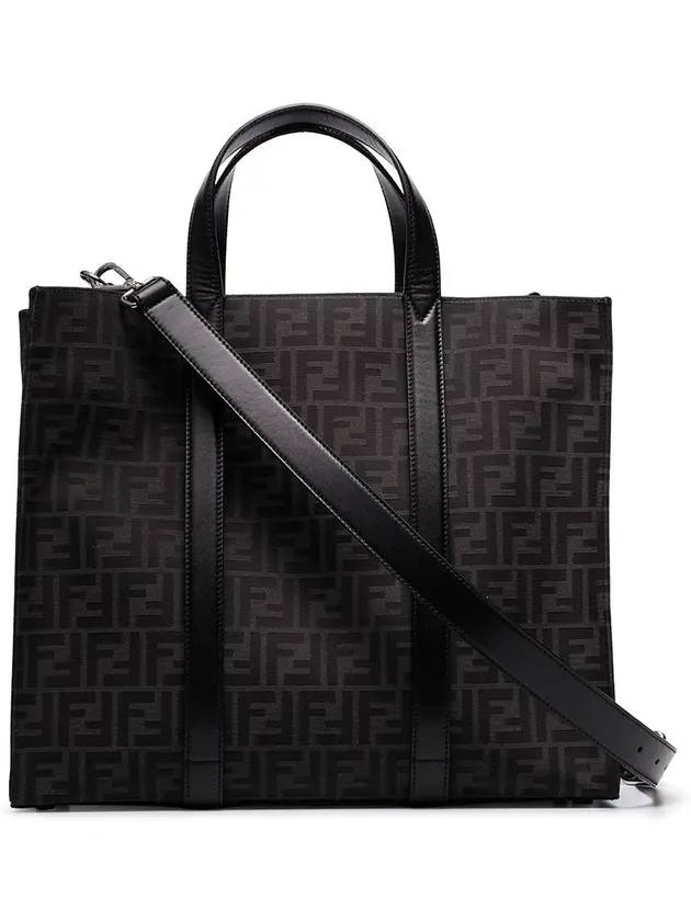 Fendi FF Jacquard Fabric Shopper Tote Bag Black