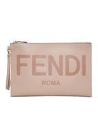 Fendi Logo Large Flat Clutch Bag Pink