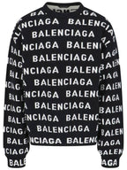 Balenciaga All-Over Logo Sweatshirt Black