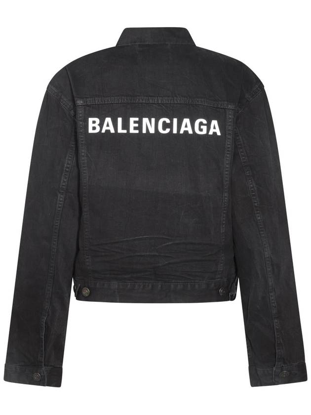 Balenciaga Back Logo Denim Jacket Black