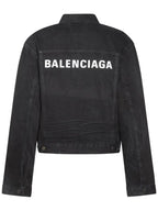 Balenciaga Back Logo Denim Jacket Black