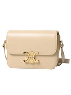 CELINE Teen Triomphe Shiny Calfskin Cross Bag Nude Light Beige