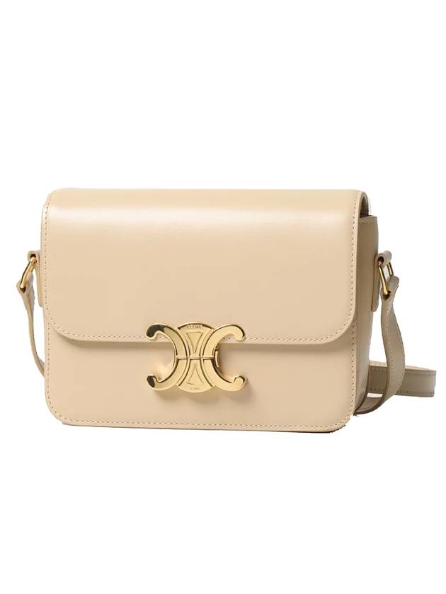 CELINE Teen Triomphe Shiny Calfskin Cross Bag Nude Light Beige