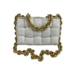 BOTTEGA VENETA Lambskin Maxi Intrecciato Padded White Crossbody