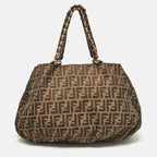 Fendi Zucca Canvas And Patent Leather Large Mia Shoulder Bag