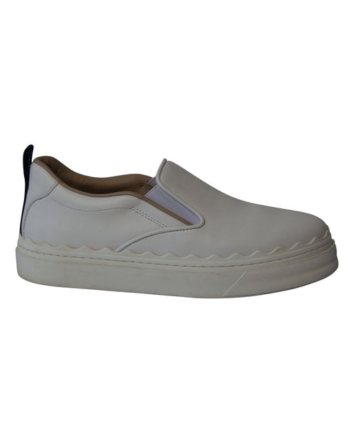 Chloe Lauren Scalloped Slip-on Sneakers in White Leather