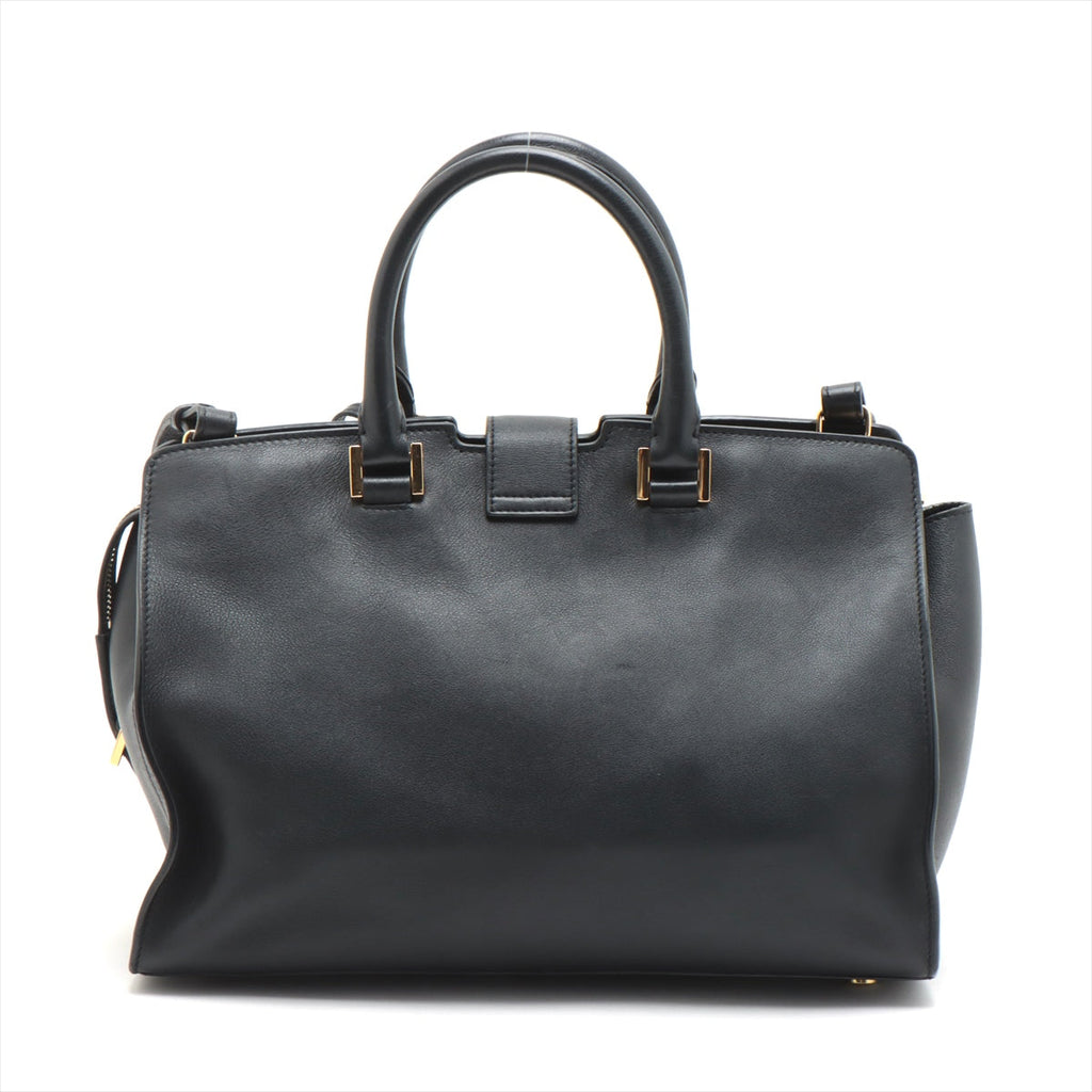 Saint Laurent Cabas Leather 2WAY Handbag Black 424869