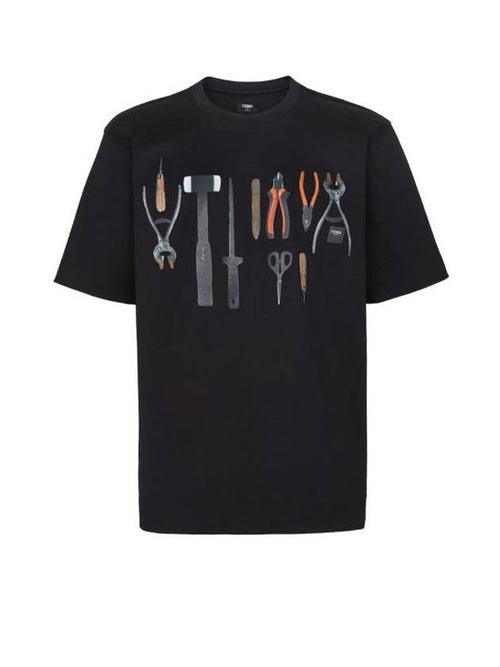 Fendi Tools Print Crew Neck Short Sleeve T-Shirt Black