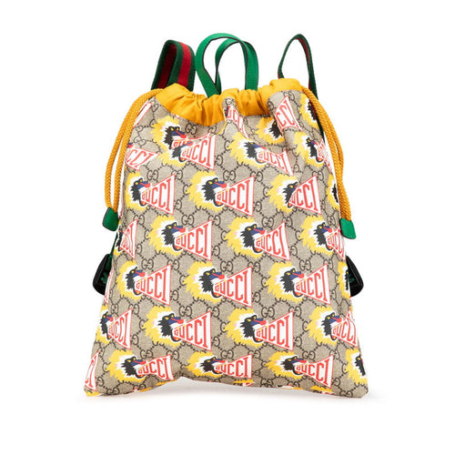 Gucci GG Supreme Children's Lion Motif PVC Leather Backpack