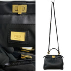 Fendi Peekaboo Mini Leather 2way Handbag Black