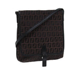 FENDI Zucchino Canvas Shoulder Bag Black70164