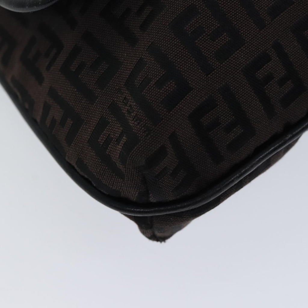 FENDI Zucchino Canvas Shoulder Bag Black70164