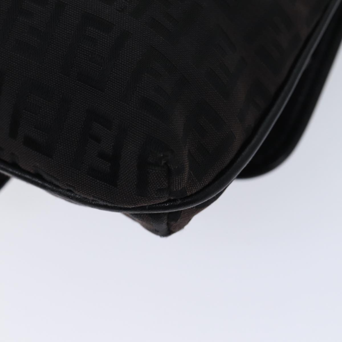 FENDI Zucchino Canvas Shoulder Bag Black70164