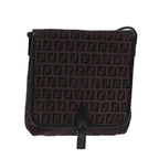 FENDI Zucchino Canvas Shoulder Bag Black70164