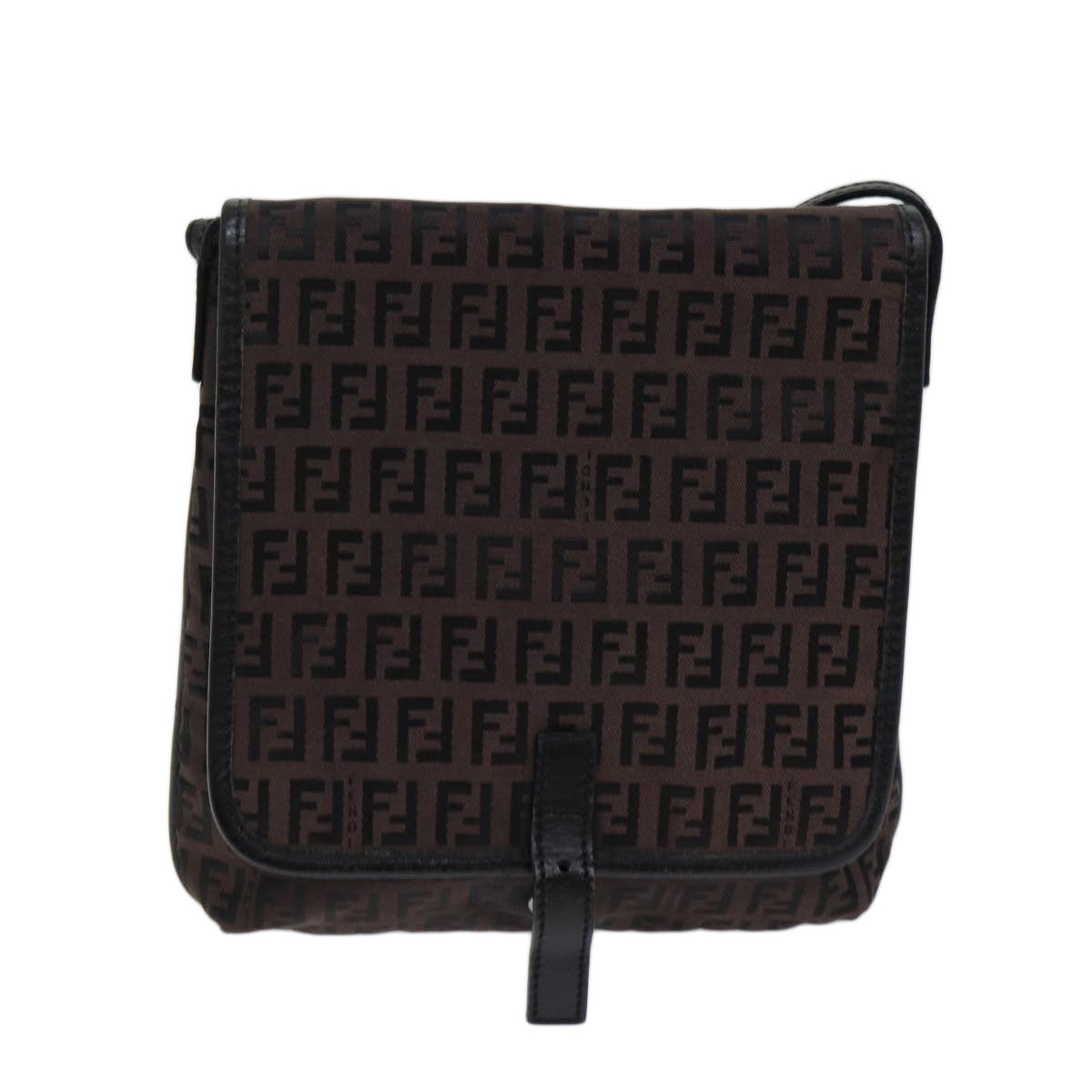 FENDI Zucchino Canvas Shoulder Bag Black70164