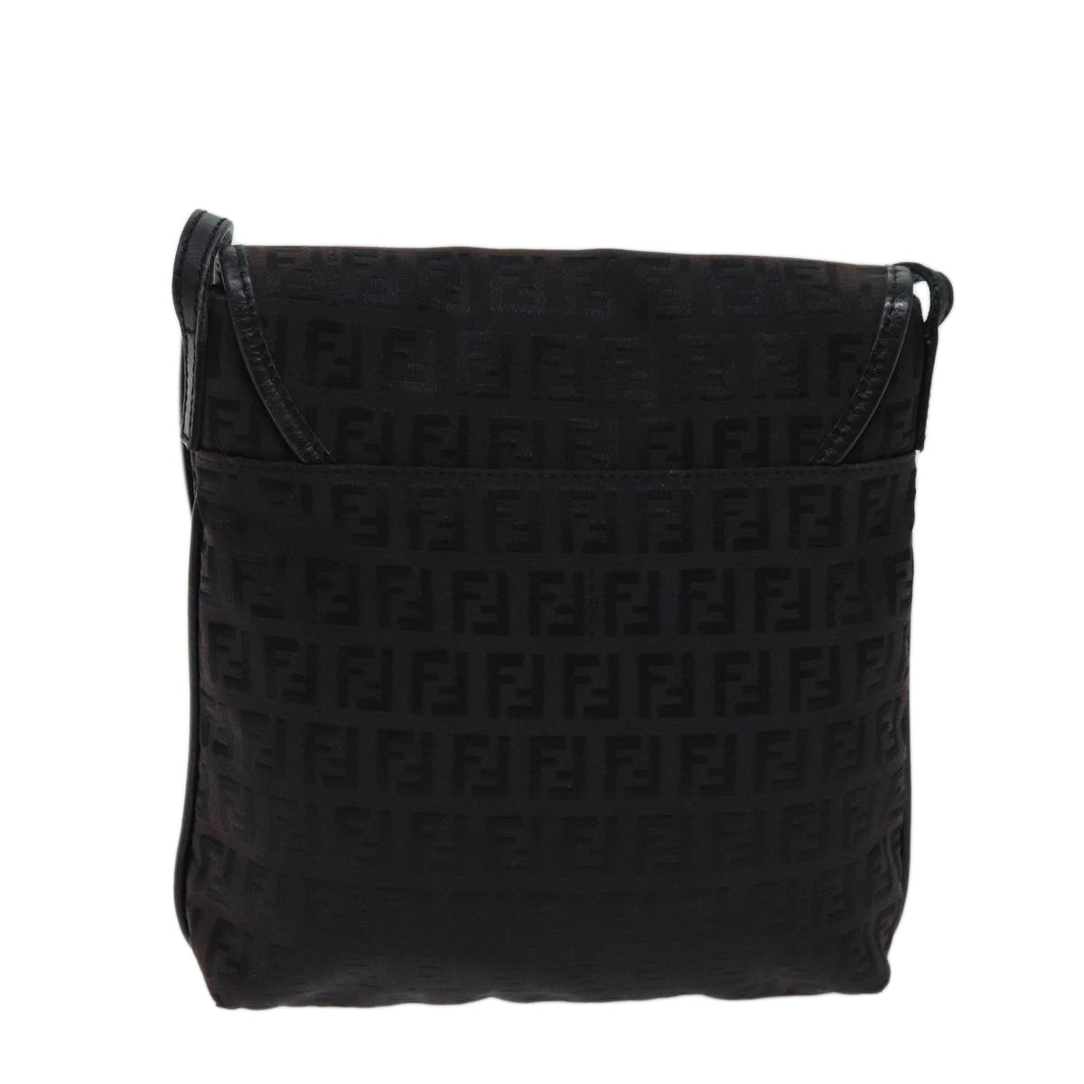 FENDI Zucchino Canvas Shoulder Bag Black70164