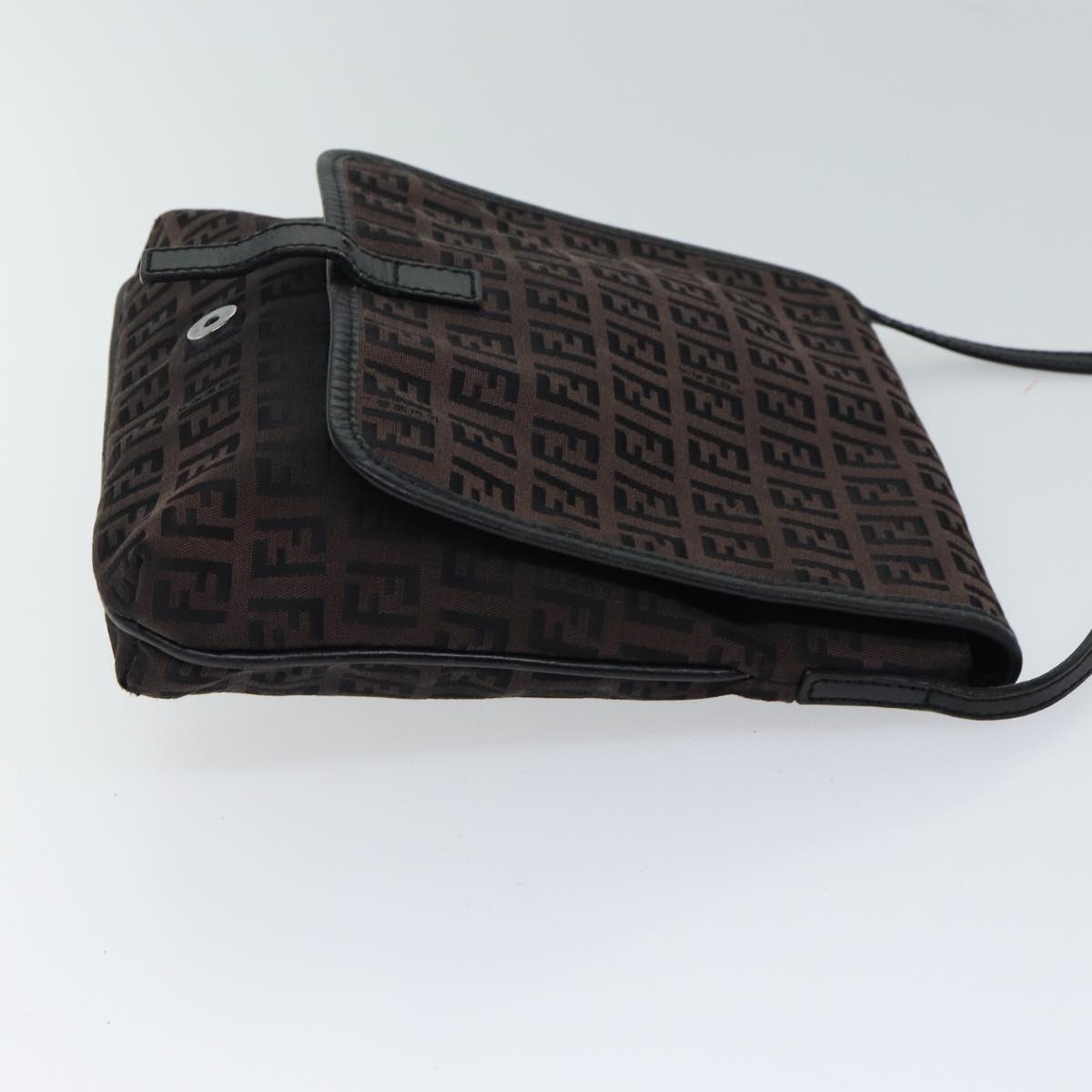 FENDI Zucchino Canvas Shoulder Bag Black70164