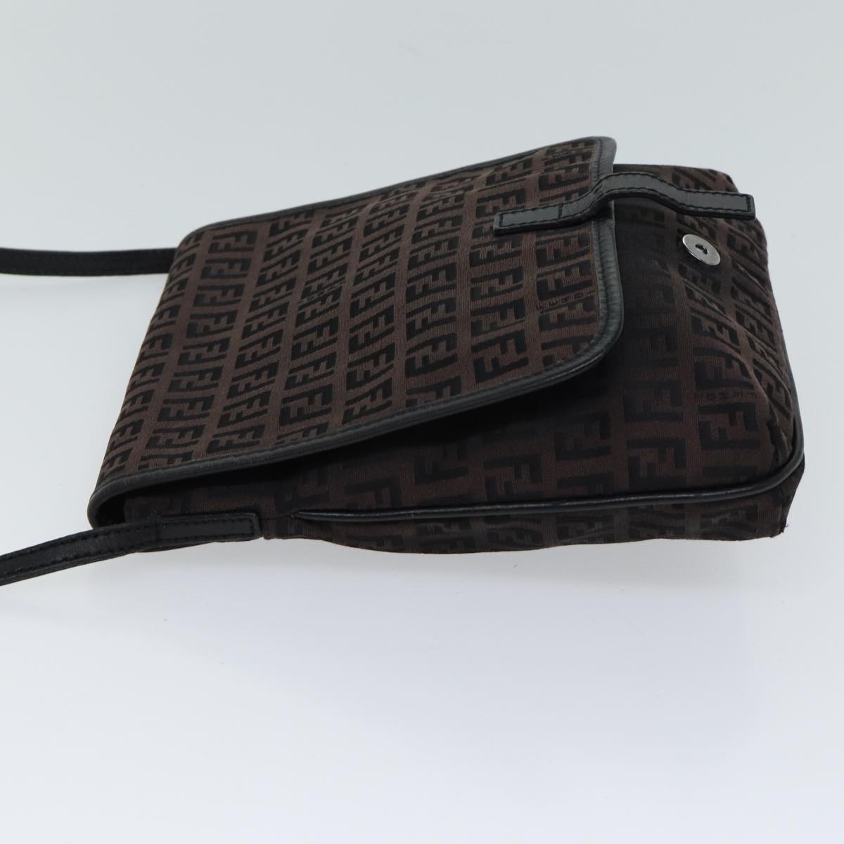 FENDI Zucchino Canvas Shoulder Bag Black70164