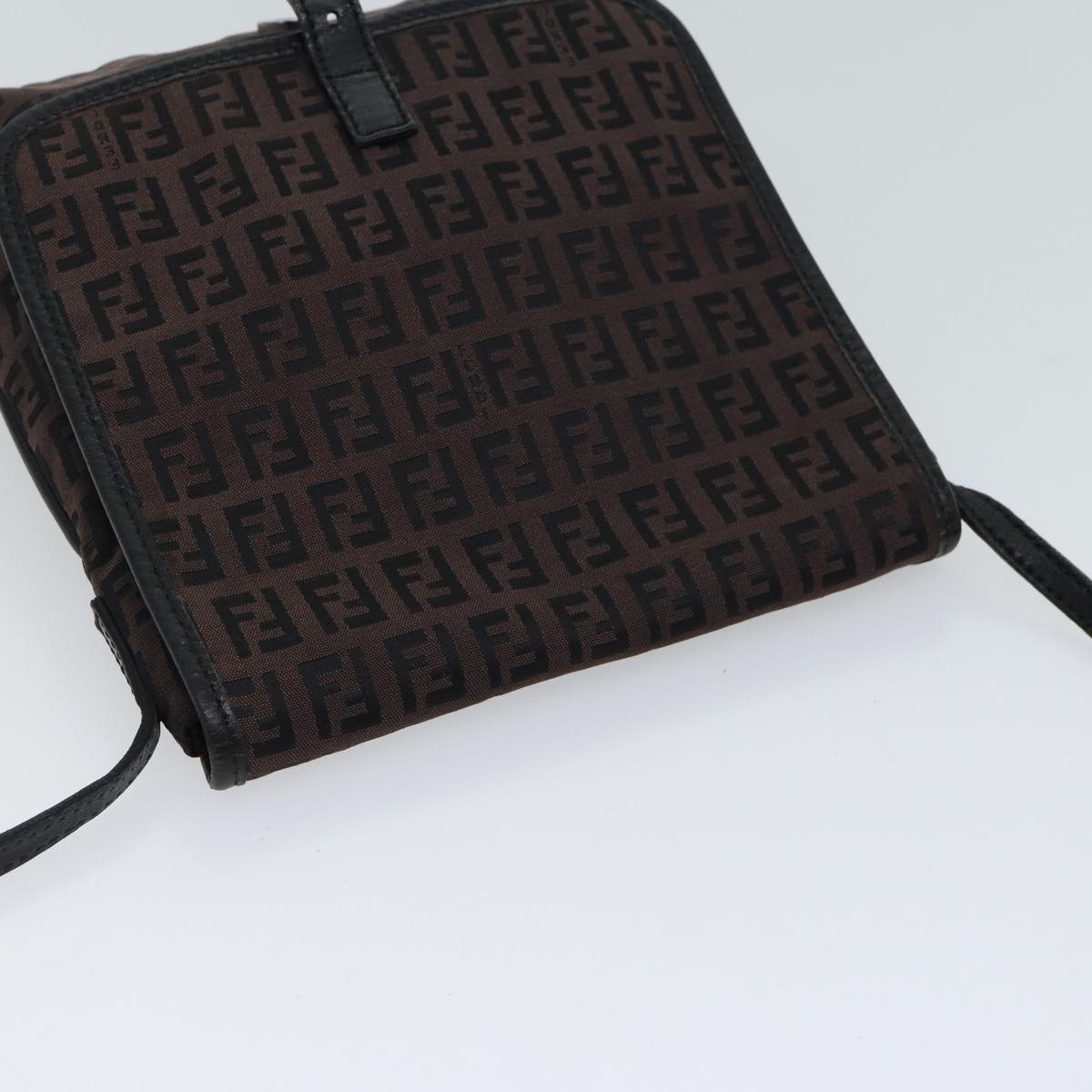 FENDI Zucchino Canvas Shoulder Bag Black70164