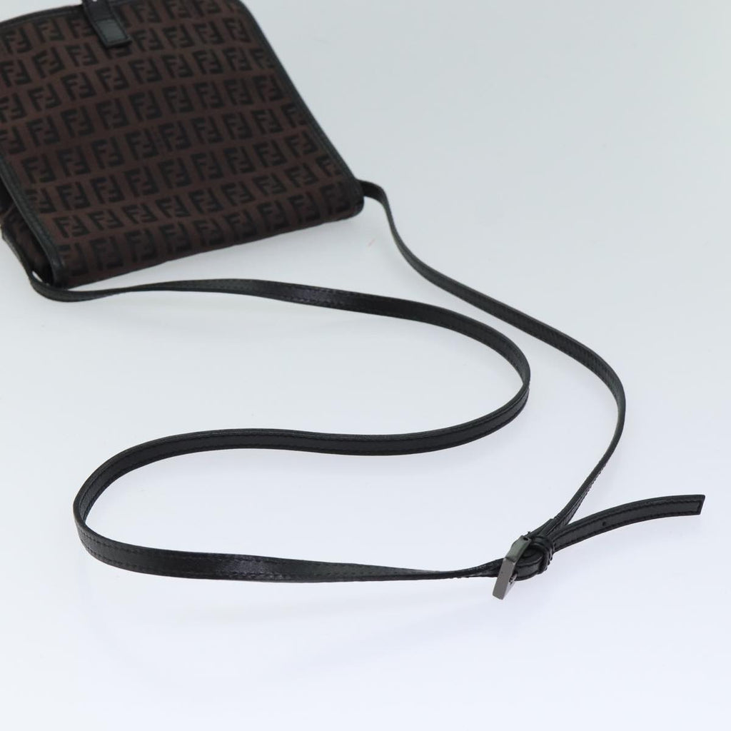FENDI Zucchino Canvas Shoulder Bag Black70164