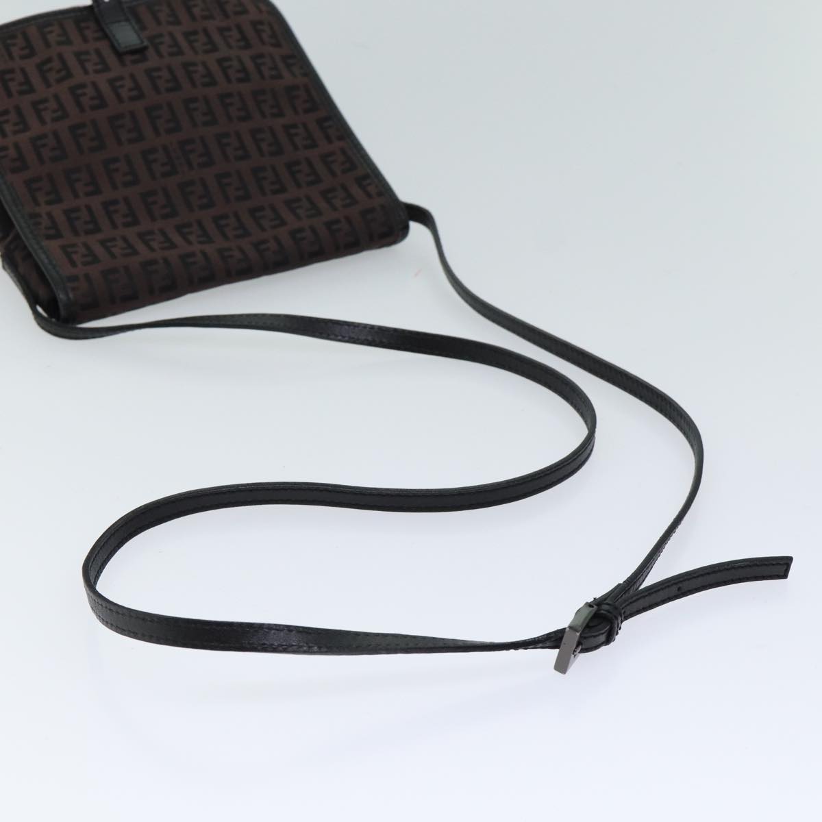 FENDI Zucchino Canvas Shoulder Bag Black70164