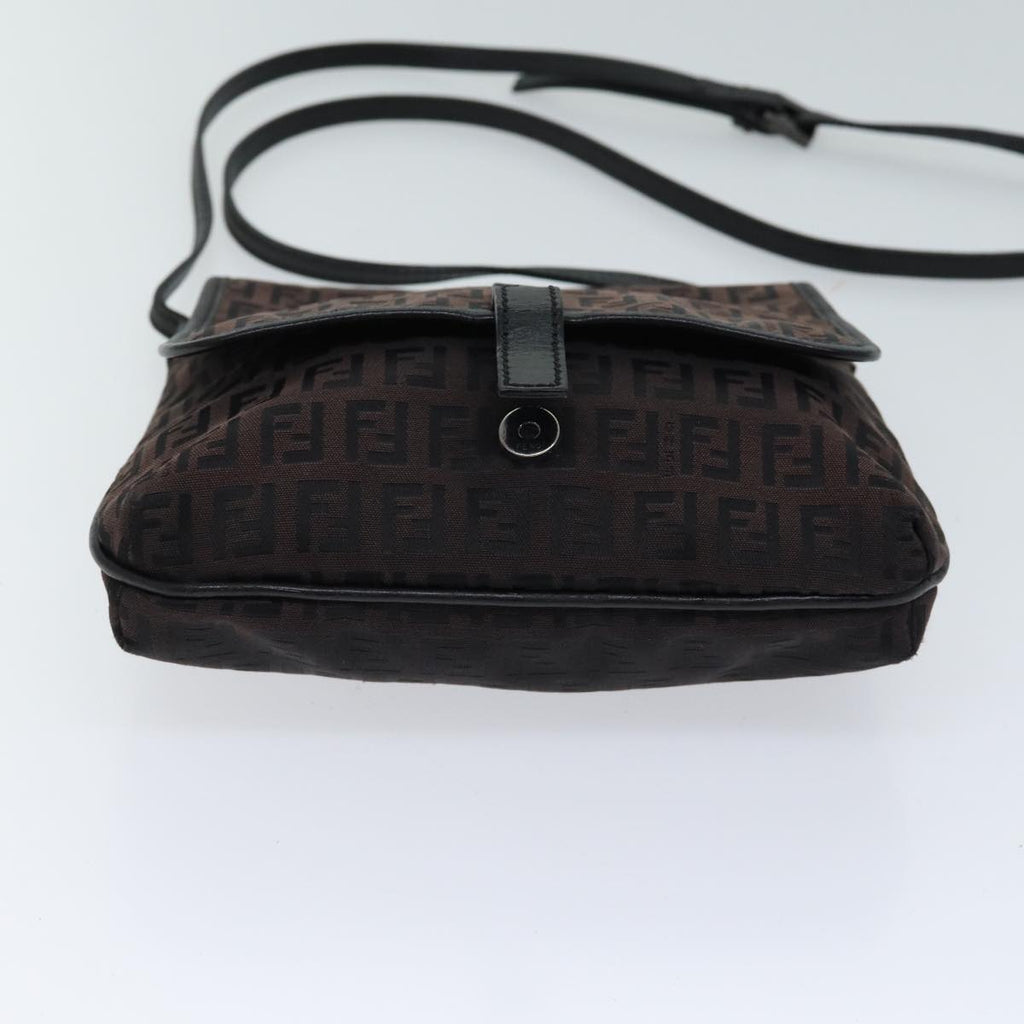 FENDI Zucchino Canvas Shoulder Bag Black70164
