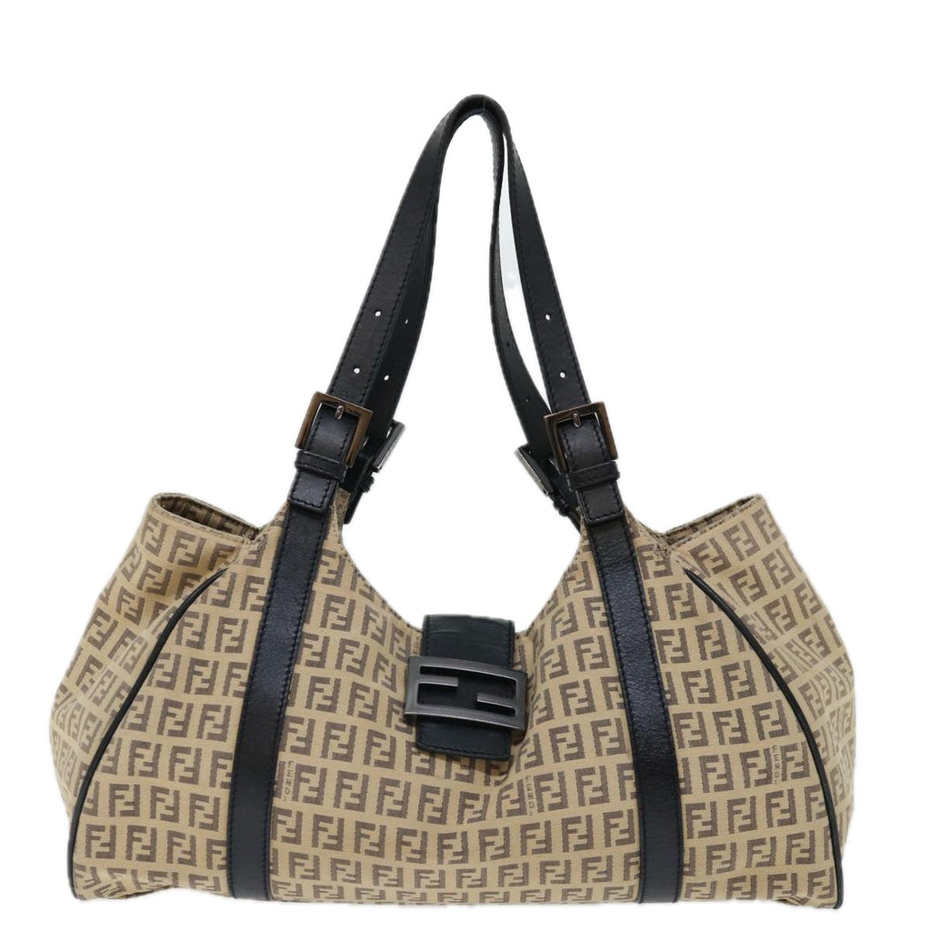 FENDI Zucchino Canvas Mamma Baguette Tote Bag Beige70168