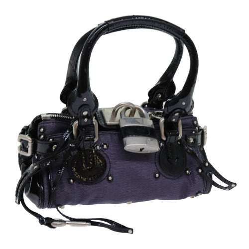 Chloe Paddington Hand Bag Canvas Purple 70178
