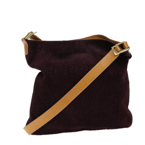 CELINE C Macadam Canvas Shoulder Bag Bordeaux  70179