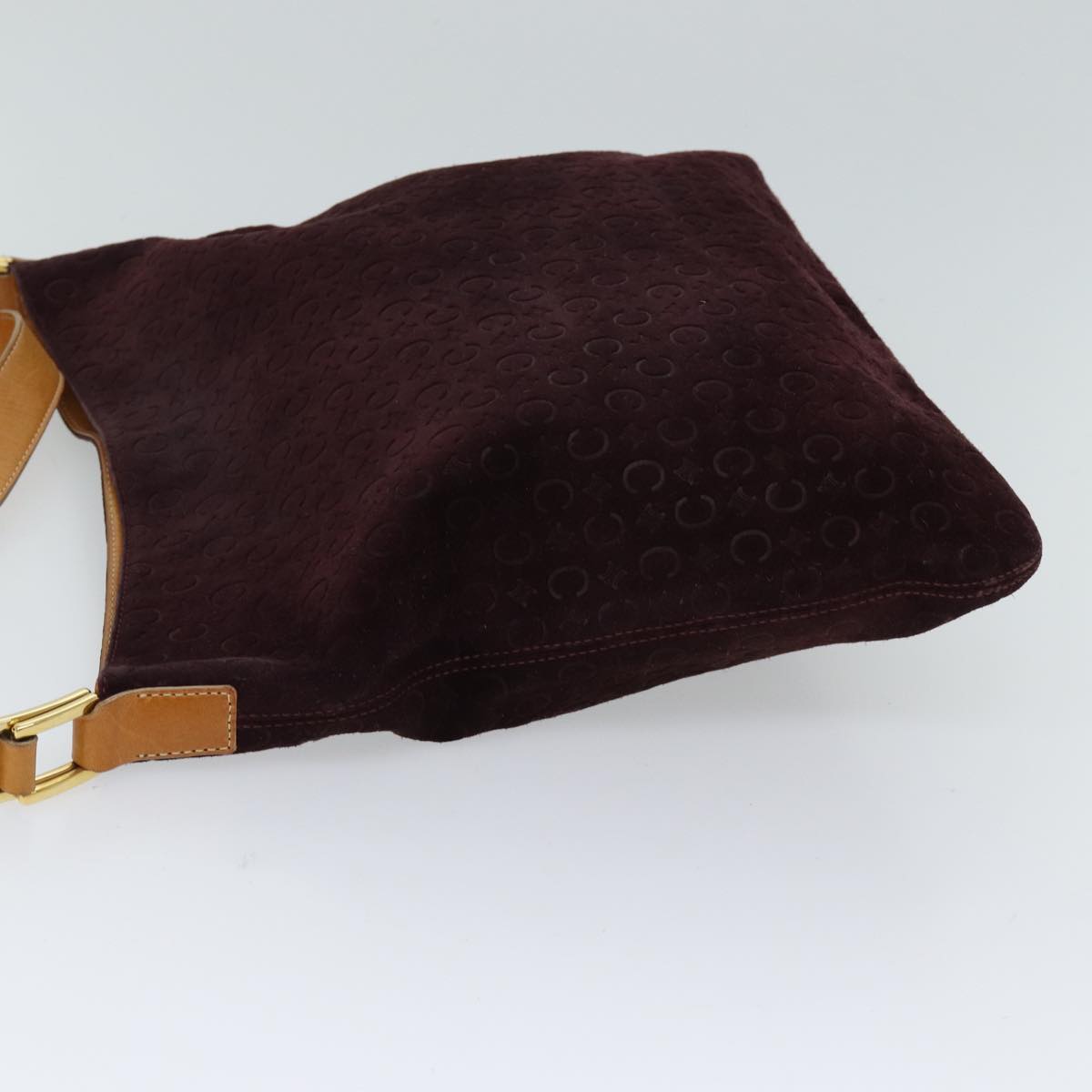 CELINE C Macadam Canvas Shoulder Bag Bordeaux  70179